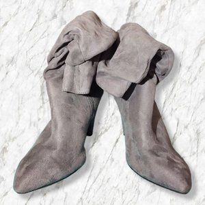 Christian Siriano sz 11 grey slouch ankle boots faux suede pointed toe, VGUC